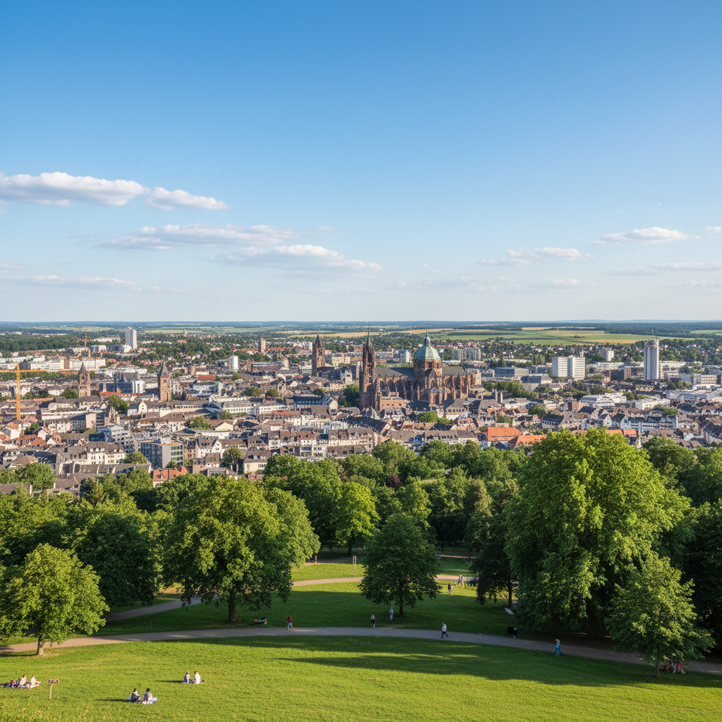 Panoramic view from the Lousberg over the city of Aachen