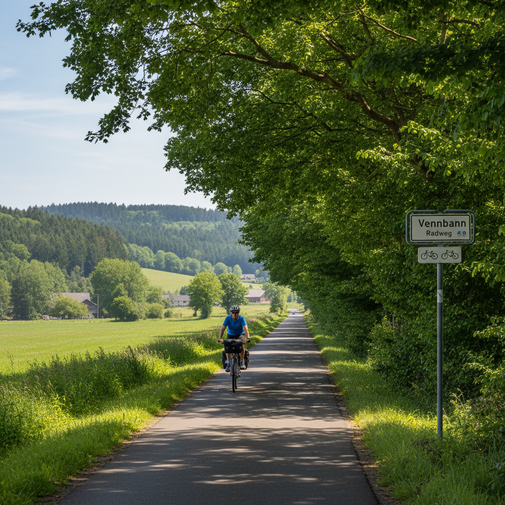 Cyclistes sur la piste cyclable Vennbahn à travers l'Eifel